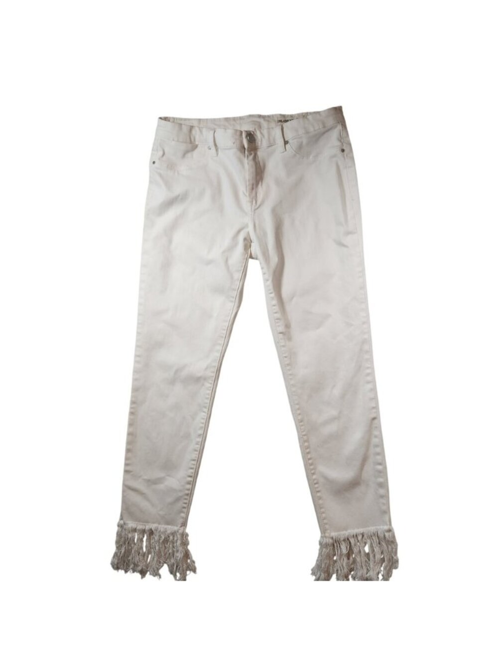 Blank NYC White Fringe Hem Skinny Jeans Womens 30 Boho‎ Stretch Denim